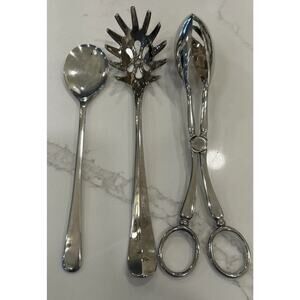 International Silver Silver Plated Set of 3 Serving Spoons Salad Tongs